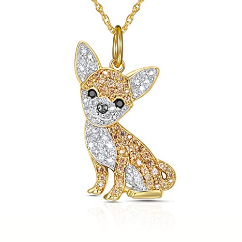 Scamper & Co Dog Breed Pendant Necklace For Women And Girls - Genuine Gemstone And Cubic Zirconia Puppy Charm, Premium Sterling Silver Jewelry Gift For Dog Moms, Real 18K Yellow Gold Or Rhodium Plating, 18 To 20 Inch #TOP2