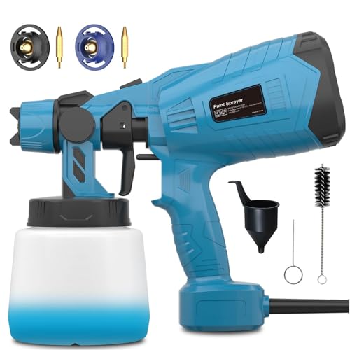 Fence Paint Sprayer, GGiking Upgraded Electric Paint Spray Gun with 2 Nozzles & 3 Patterns - Perfect for Fences, Sheds, Walls, Ceilings, Furniture, Cabinets, Garden, White