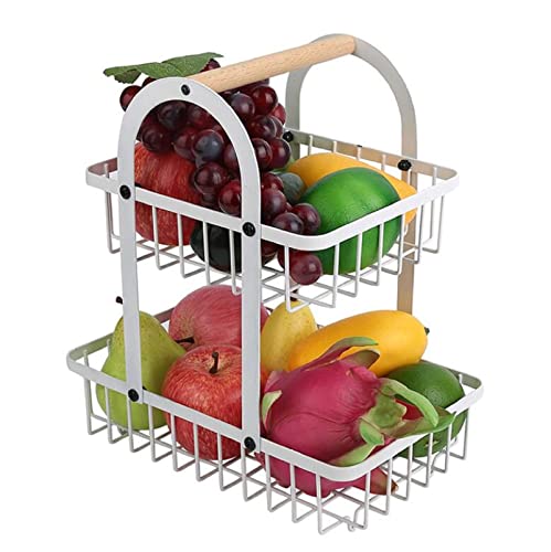 Corbeille A Fruits, Corbeille À Fruits En Métal À 2 Etages,Panier A Fruits A Etages Paniers À Légumes En Métal,Détachable Porte-Fruits Paniers Pour Stocker Des Fruits Et Légumes Fraîcheur,Blanc Cover