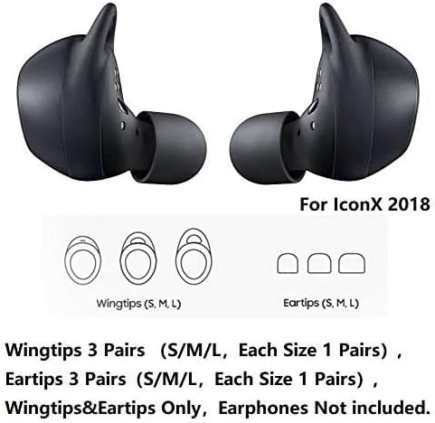 Miniatura 2 de Zotech 6 pares de almohadillas de silicona para las orejas y ganchos S/M/L para Samsung Gear IconX (edición 2018) SM-R140 (negro)