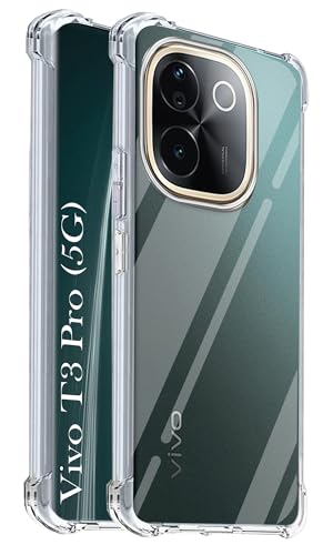 Image of Jkobi Shockproof Crystal-Clear Back Cover for Vivo T3 Pro (Anti Yellow Case | Drop & Camera Protection | Hard Polycarbonate)