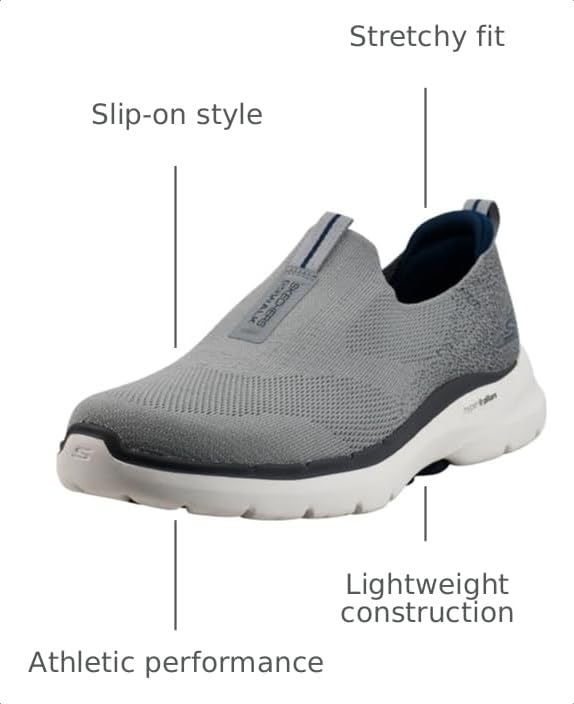 Image of Skechers Men's Go Walk 6 Stretch Fit Slip-On Athletic Performance Walking Shoe