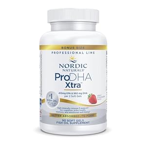 Nordic Naturals ProDHA Xtra, Strawberry – 90 Soft Gels – 1660 mg Omega-3 – High-Intensity DHA Formula for Neurological Health, Mood & Memory – Non-GMO – 45 Servings