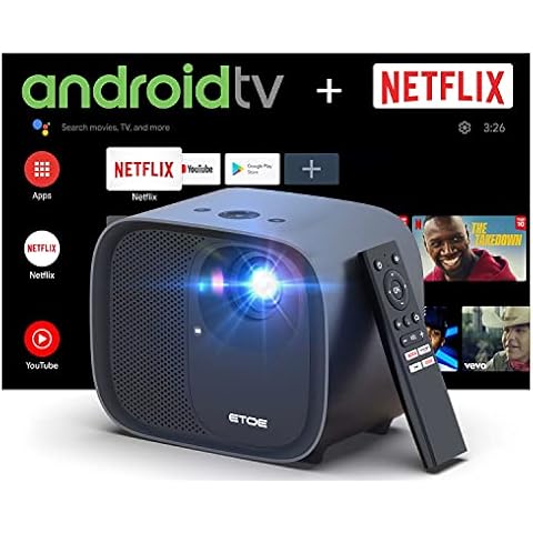 ETOE Proyector Inteligente 1080P con Android TV 10.0 y Enfoque Automático Cover