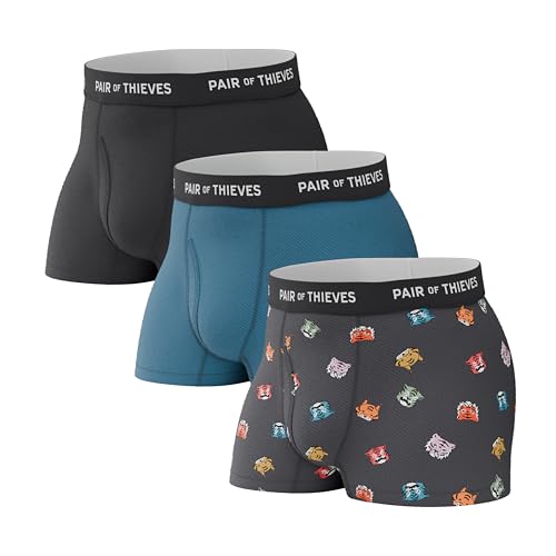 Pair of Thieves Men Super Fit Trunks | Underwear for Men | 3 Pack | Breathable Mesh Polyester Spandex Blend | Moisture Wicking for Workouts Work and Daily Comfort | Everyday Secure Fit Trunks