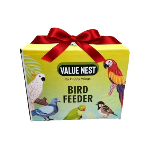 Image of Happy Wings Value Nest Bird Feeder Starter Pack | Plastic Tube Bird Feeder with Budgies Food (250 gm) and Parrot Food (200 gm)
