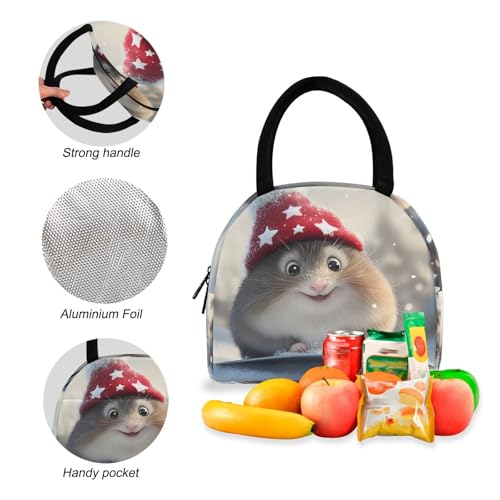 Cute Hamster Print Backpack Set with Lunch Bag, Large Capacity Travel Backpacks and Lunch Box Insulated for Commute Hiking Picnic4