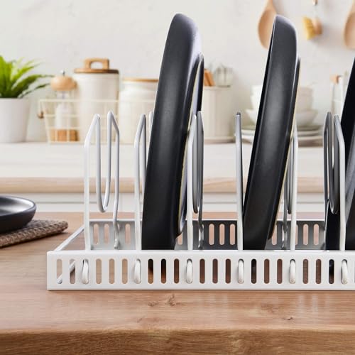 Miniatura 6 de Gräwe Soporte Para Tapas De Ollas De Acero Inoxidable, Soporte De Tapa Para Cajones, Para Tapas De Ollas, Tablas De Cortar, Platos, Sartenes Con Compartimentos Ajustables, Almacenamiento De Tapa,