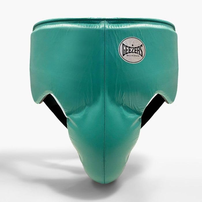 Geezers Elite Pro Groinguard 2.0 Leather, Rear Lace Adjustment, Protective Comfortable Fit (Mint Green, XL)