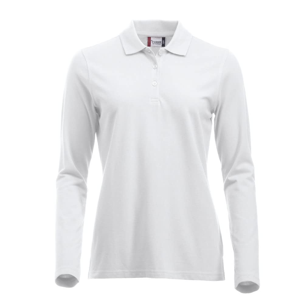 CliQue Women's Clique Classic Long Sleeved Womens Marion Polo Shirt, White, M UK