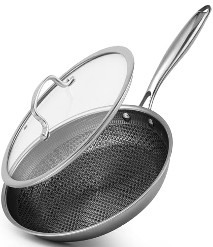 Image of Tibbicc 8 Inch Hybrid Non Stick Frying Pan Set Skillet Stainless Steel Skillet Chef