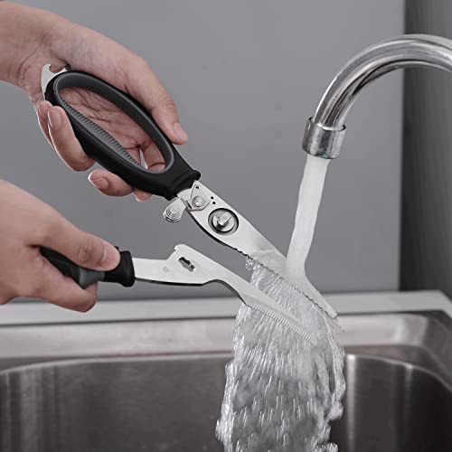Poultry Shears Heavy Duty Professional Kitchen Scissors Stainless Steel, Easily Snipping Through Skin And Crunching Bones, Locking Hinge To Take Apart Easy To Clean Dishwasher Safe (Black Gray) #TOP3