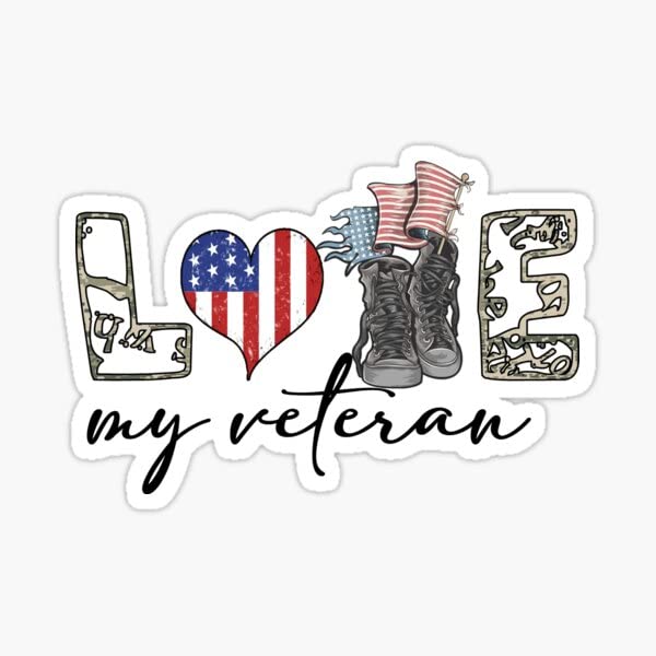 Image of Love My Veterans Sticker Vinyl Decal Military Stickers for Car Bumper, Van,Truck,Laptop,|Waterproof| 5 inch (Design 01)