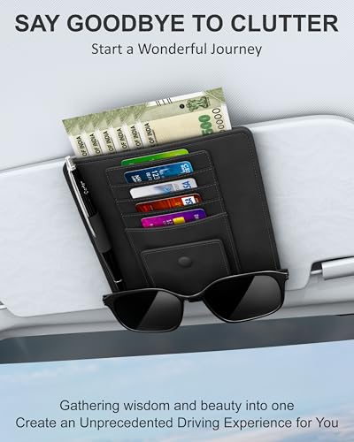 Image of FEDUS Premium Car Organiser and Storage Car Document Holder, Sunglasses Holder for Car, Car Sun Visor Organizer Car all New Accessories Multipocket Pouch Auto Interior Accessories,Truck, SUV Pack-1