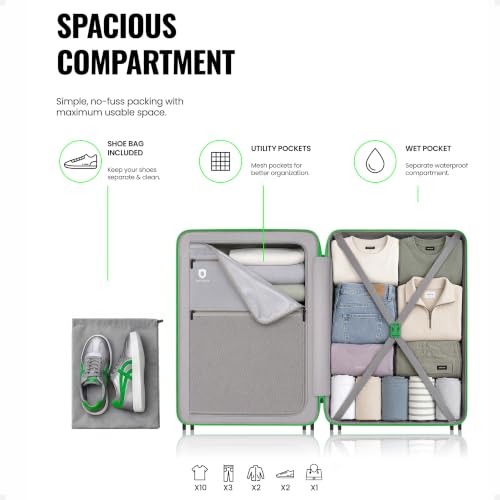 Image of SNITCH Blink Medium Size Blue Polycarbonate Hard Travel Suitcase - Suitcase Medium Size & Luggage with 8 Wheels, Premium Lock, Wet & Dry Pouch & Free Shoe Bag