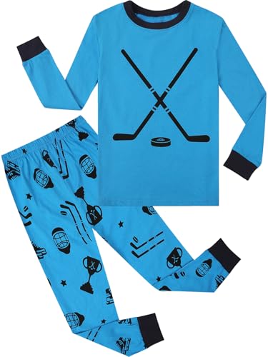 A&J DESIGN Kids Hockey Pajamas Boys Ice Hockeys Pjs Gift with Shirt and Pants Toddler Sport Clothes 10 Years