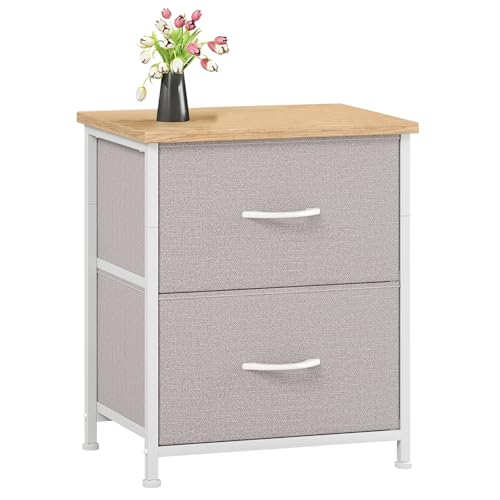 Somdot チェスト ベッドサイドテーブル タンス 収納 ナイトテーブル 幅40 引き出し スリムタイプ サイドチェスト ソファー リビング 一人暮らし 2段 ライトグレー