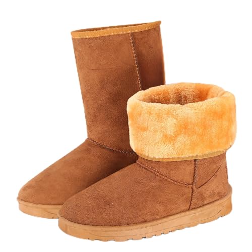 Winter Snow Boots for Women, Classic Waterproof Womens Snow Boots with Faux Suede, Warm Comfortable Mid-Calf Fur Boot Outdoor(Black)