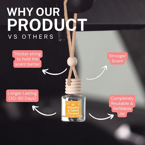 Image of C&E Craft Co Hanging Car Air Freshener Diffuser 2 Pack, Long Lasting Fragrance Oil Car Freshener, Glass Bottle Auto Air Freshener, Made in USA (Sugar Cookie)