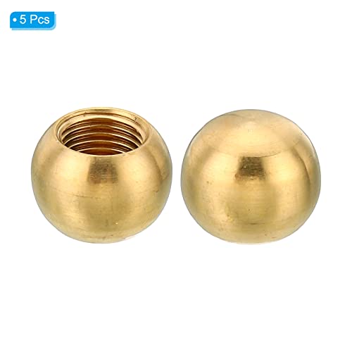 Image of PATIKIL M10x1 16mm Thread Lamp Finials Cap Knob, 5 Pack Brass Ball Lamp Decoration Screw Caps for Furniture Lighting Lamps