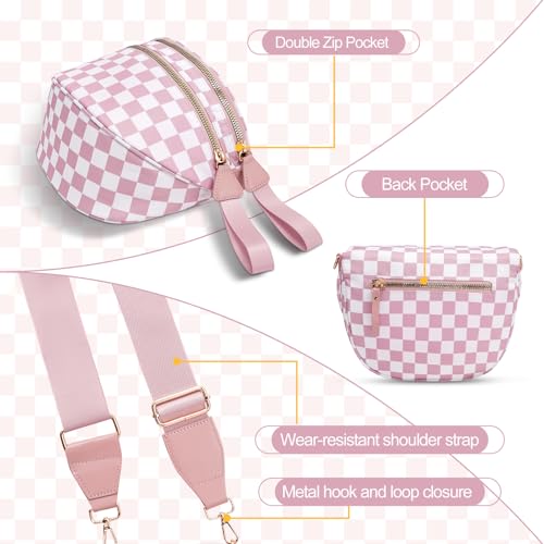 Image of Checkered Crossbody Bag, Bum Bags for Women Crossbody,Spacious Sling Bag Purse Fanny Packs with Shoulder Strap
