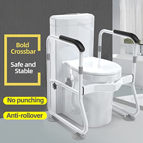 Toilet Rail Bathroom Safety Frame Medical Railing Helper For Elderly, Handicap, Disabled, Seniors,Bariatric Assist Handrail Grab Bar Adjustable Height,Padded Arms Fit Most Toilet Seats #TOP3