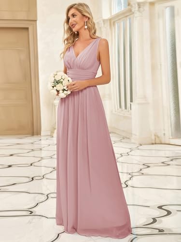 Image of Ever-Pretty Womens Bridesmaid Dress V-Neck Sleeveless A Line Chiffon Floor Length Formal Dress 09016