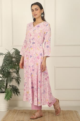 Image of W for Woman Orange Abstract Printed Tiered Spaghetti Kurta and Leggings Set with Dupatta