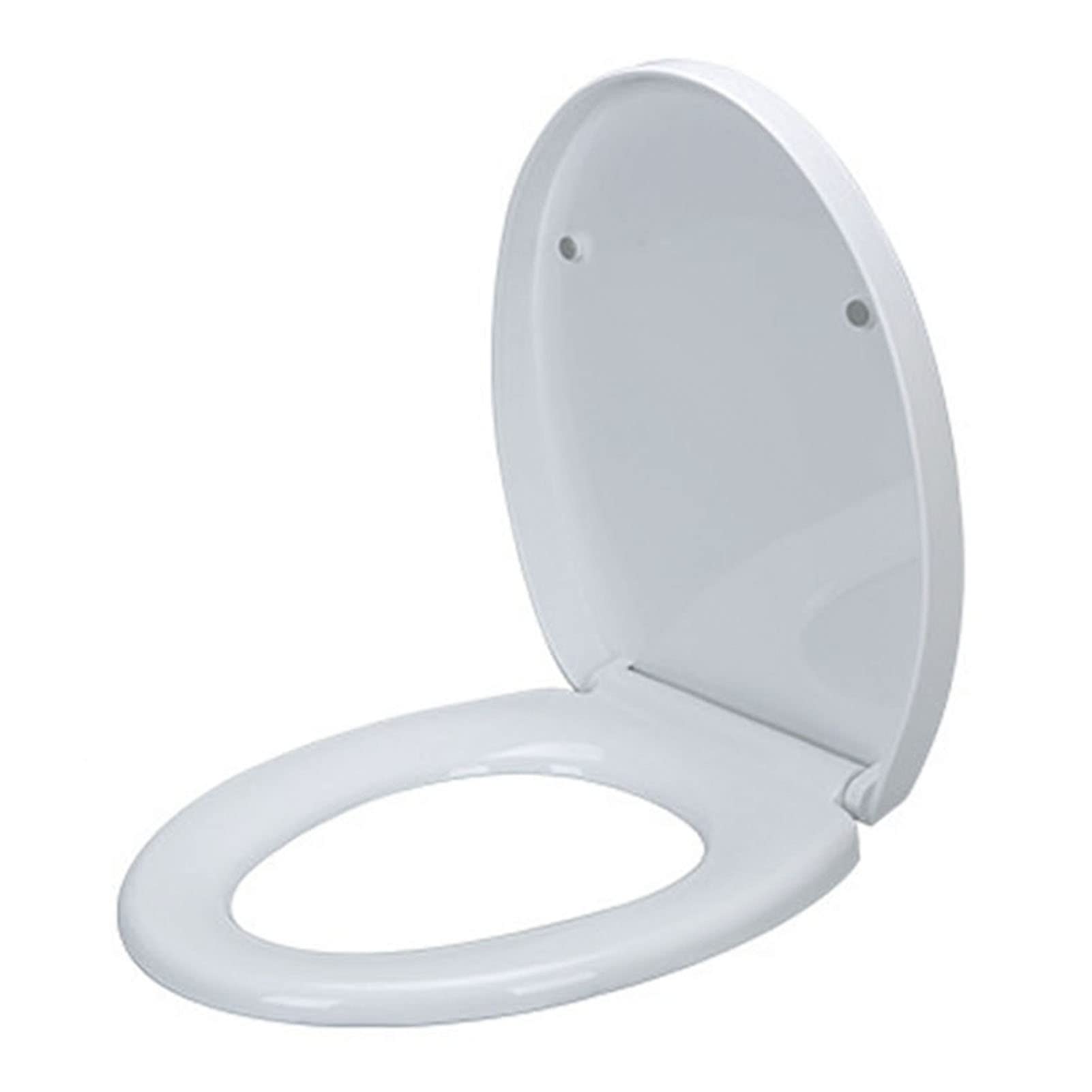 Quiet, Adjust fit, Plastic seat, White, Lightweight, Durable, Portable, User-Friendly, Compact, Comfortable, Elongated, Toilet, Adjustable, Hinge