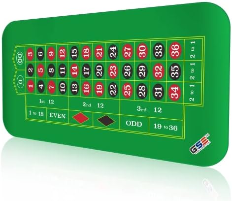 GSE 70" x 35" Portable Professional Casino Roulette Tabletop Layout Mat with Carrying Bag, Non-Slip Rubber Roulette Layout Table Top Cover for Parties, Home Entertainment, Game Night