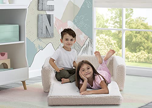 Delta Children Cozee Flip-Out Sherpa 2-in-1 Convertible Sofa to Lounger for Kids, Cream - image 3