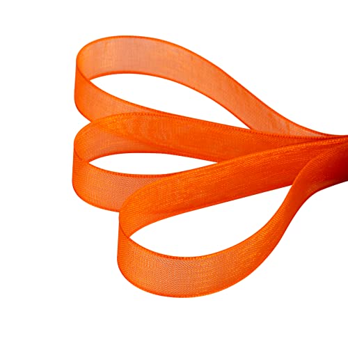 Ribbonitlux 9mm Sheer Organza Ribbon, Torrid Orange Shimmer Chiffon Ribbon 45M-Roll - Image 3