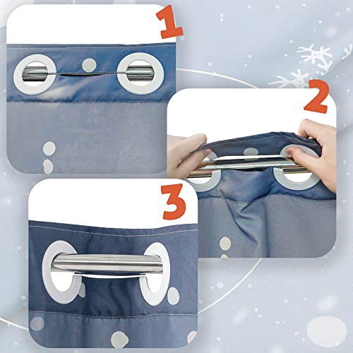 Image of No Hook Winter Shower Curtain - Snowman Shower Curtain Fabric for Holiday Winter Scene Bathroom, Machine Washable, 71x74