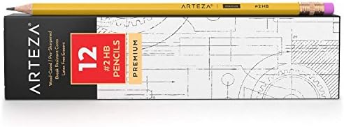 ARTEZA 2 HB Pencils with Rubbers, Bulk Pack of 96, Pre-Sharpened with Latex Free Rubbers, for School, Office, Writing, Drawing and Sketching