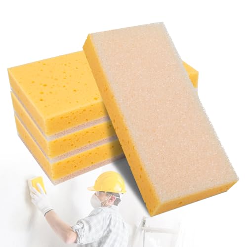 Czarixa Drywall Wet Sanding Sponge, Dustless Drywall Sponge, Dual Sided Walboard Sander Sponge for Finishing, Spackle Smoothing, Reusable Wet Sanding Sponge for Joint Compound Spackle, 4 Pack