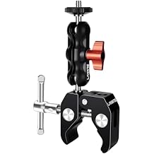 Super Clamp Camera Mount with Double Ball Head Adapter - Compatible with Canon Nikon DSLR, Gopro, LED Lights, Ronin-M/MX, Freefly MOVI - 360 Rotation - 1/4"-20 & 3/8"-16 Threaded Holes