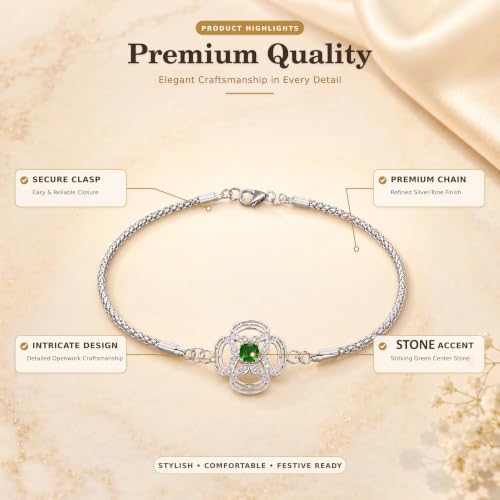 Image of CraftVatika Silver Plated Rakhi Set for Brother Boy Men, Premium Rakhi for Bhaiya Bhai Brother Man, Rakhis for Rakshabandhan, Designer Thread Raksha Sutra with Best Wishes Card and Tillak Set, Festive Gifts