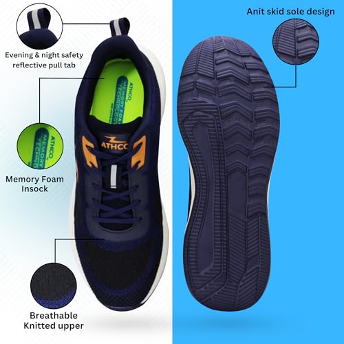 Image of ATHCO Mens Crysta Memory Foam Comfort Shoes|Running|Walking|Training|Gym|Jogging|Sneaker|Athletic|Laceup|Flexible|Lightweight|Dailyuse|Sports|Casual|ExtraSoft|Fitness