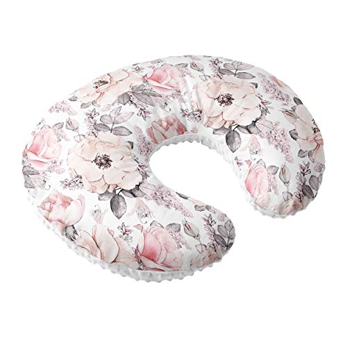 Image of Nursing Pillow Cover Slipcover Minky Boy Girl - Woodland Nursery Decor for Baby Boys and Girls by JLIKA (Peonies)