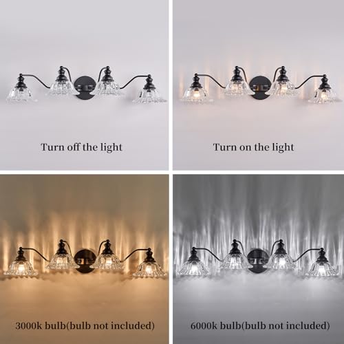 Image of XIEDUN 4 Light Bathroom Vanity Lighting Fixtures Black Vanity Light Fixture Vanity Lights for Bathroom