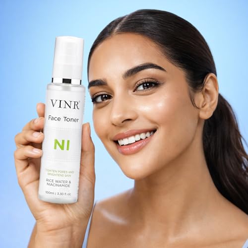 Image of VINR 10% Niacinamide & 1% Hylauronic Acid Rice Water Face Toner Pore Tightening & Glowing Skin Oil Control | Hydrating Facial Toner for Acne-Prone, Sensitive & All Skin Types | Women & Men -300ml (Pack of 3 )