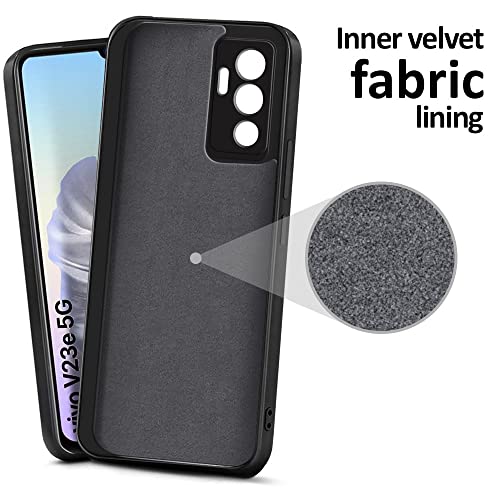 Image of WOW IMAGINE Ultra Slim Soft Rubberised Back Cover Case for Vivo V23E 5G | Vivo Y75 4G | Inner Velvet Fabric Lining | Matte Silicone Flexible Camera Protection Back Case - Black