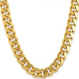 LIFETIME JEWELRY 9mm Miami Curb Cuban Link Chain Necklace 24k Gold Plated (Gold, 26 inches)