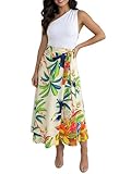 CHICME Womens Beach Skirt Summer 2026 Tropical Floral Print Self Tie Knot Split Hawaii Wrap Skirt-be-M Beige
