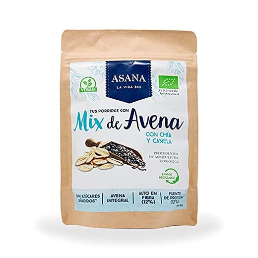 Copos De Avena Ecológicos Con Semillas de Chía y Canela. Integrales Y Sin Azúcar Añadido. Sabor Delicioso. Listos Para Preparar Un Porridge Saludable. Pack De 3 Sobres de 250 Gramos.