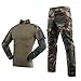 LANBAOSI Men's Tactical Combat Shirt and Pants Set Long Sleeve Woodland Hunting Military Uniform 1/4 Zip