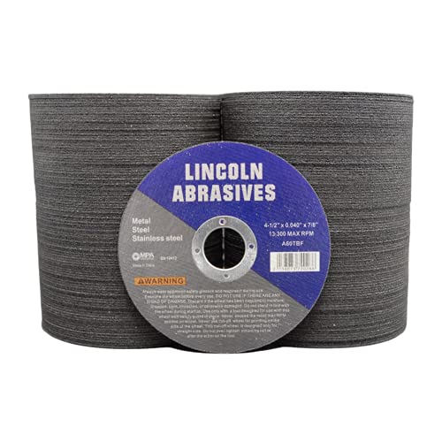 200 Pack 4.5″ CutOff Wheels Lincoln Abrasives .040″ Metal & Stainless