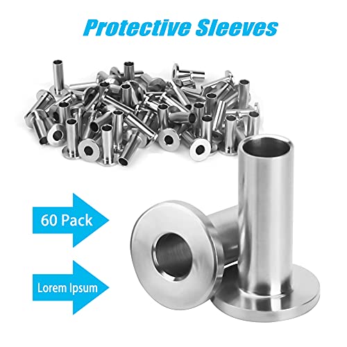 Zerotop Stainless Steel Protective Sleeves For 1/8" Wire Rope Cable Railing Straight Post Protector With Drill Bit 60 Pack 316 Marine Grade For Wood Post Diy Balustrade Staircase Deck Cable Railing #TOP2