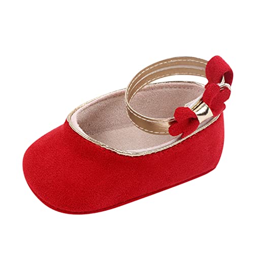 Spring and Summer Children Baby Toddler Shoes Girls Casual Shoes Flat Sole Light Ankle Strap Solid Color Baby Non Slip (Red, 6 Toddler)