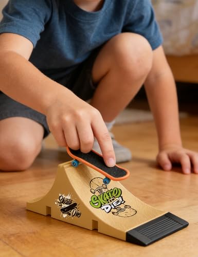 Gxdamxz Finger Skateboard Fingerboard & Rampe, Mini Fingerskateboard Set, Training Requisiten - Form E